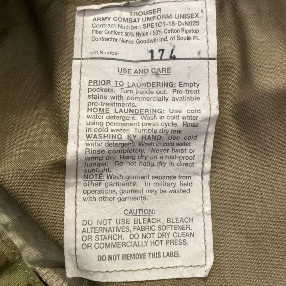 Army ACU Camo Pants Small-Short Army‎ Combat Uniform Trousers OCP Ripstop
